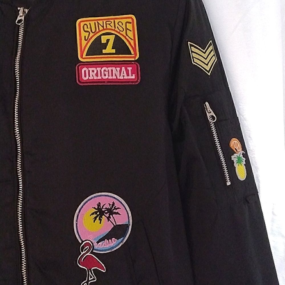 Varsity Jacket Black Satin Patches size small - Picture 7 of 14